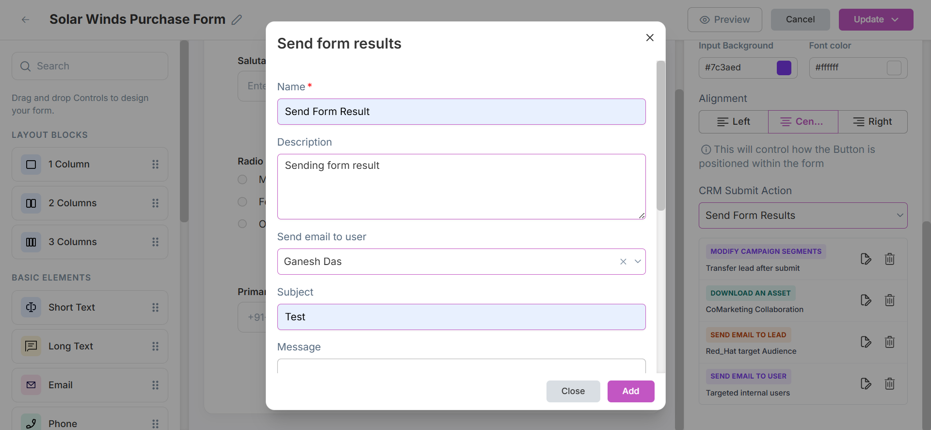 Send Form Results Action